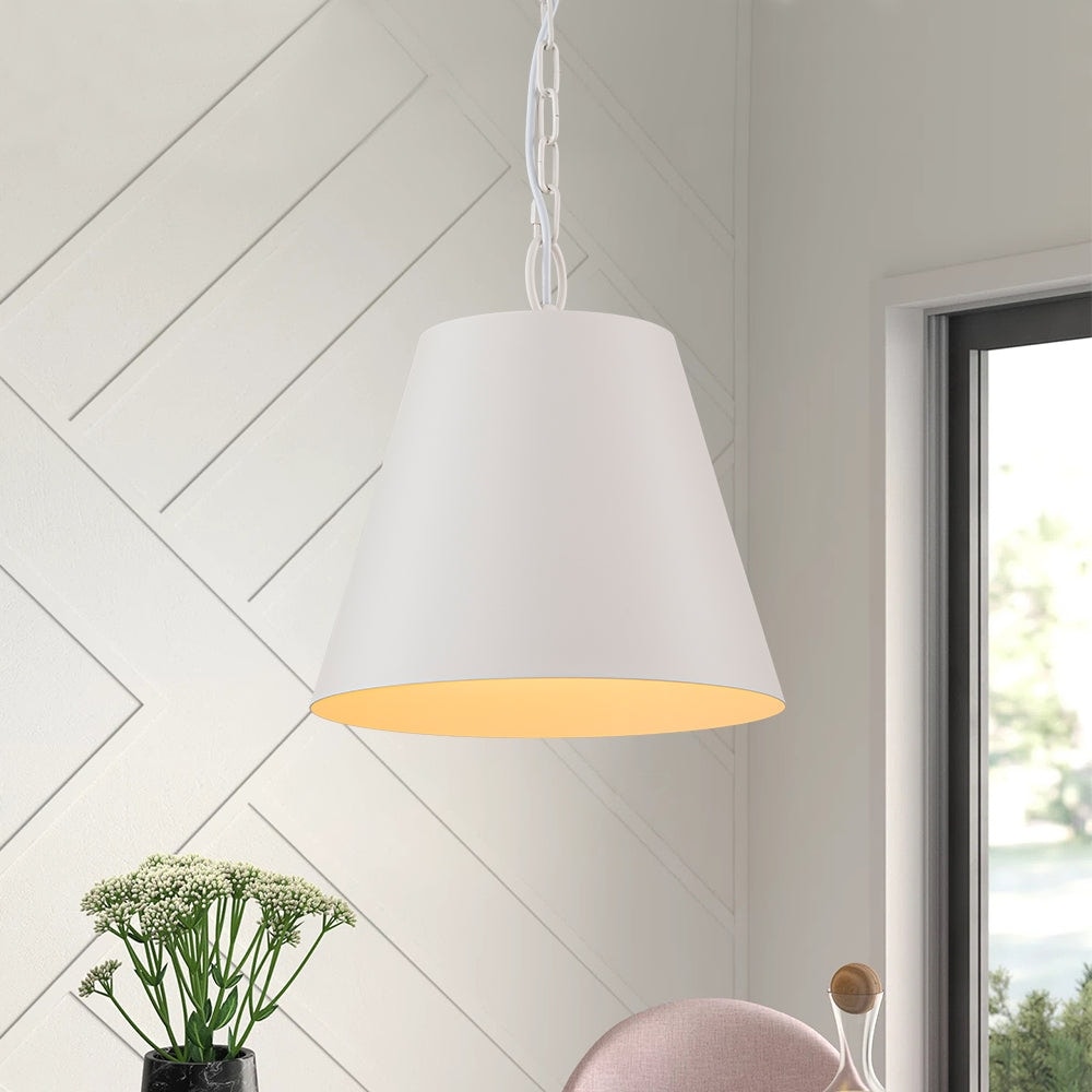 Modern Danish 1 Light White Conical Iron Kitchen Pendant Light