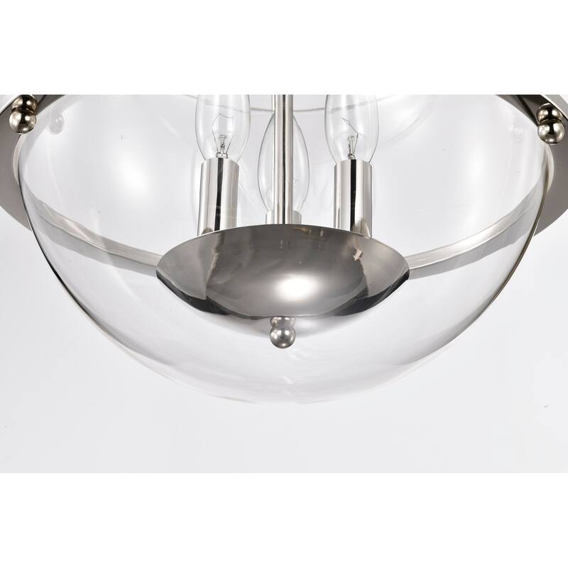 Amado 3 Light Semi Flush Mount - Polished Nickel Finish - Clear Glass - Polished Nickel