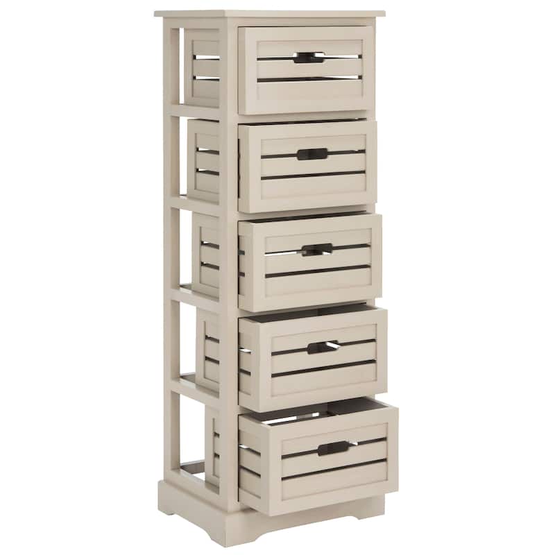 SAFAVIEH Sarina Grey Storage 5-Drawer Cabinet - 16.5" x 12.6" x 46.5"