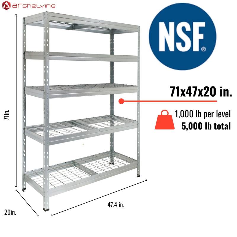Rust resistant Big Heavy Duty NSF Certified Shelving Collection.