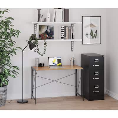 Space Solutions 43-in Folding Desk for Home/Office, Black/Teak