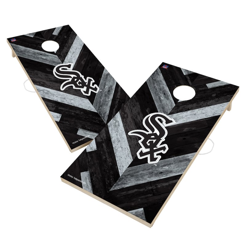 Chicago White Sox MLB Cornhole Board Set - Include Team Bags + Case & Lights