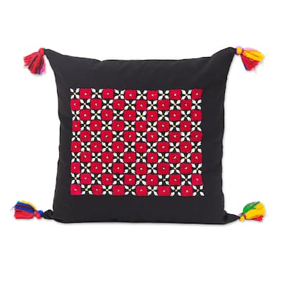 Novica Handmade Cherry Mosaic Embroidered Cotton Cushion Covers (Pair)