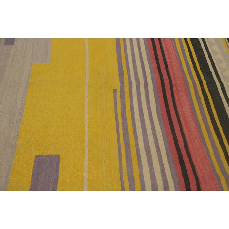 Hand Woven Oriental 100% Wool Carpet Southwestern Tribal Multi-Colored Kilim Area Rug - 9' 9'' X 8' 11''