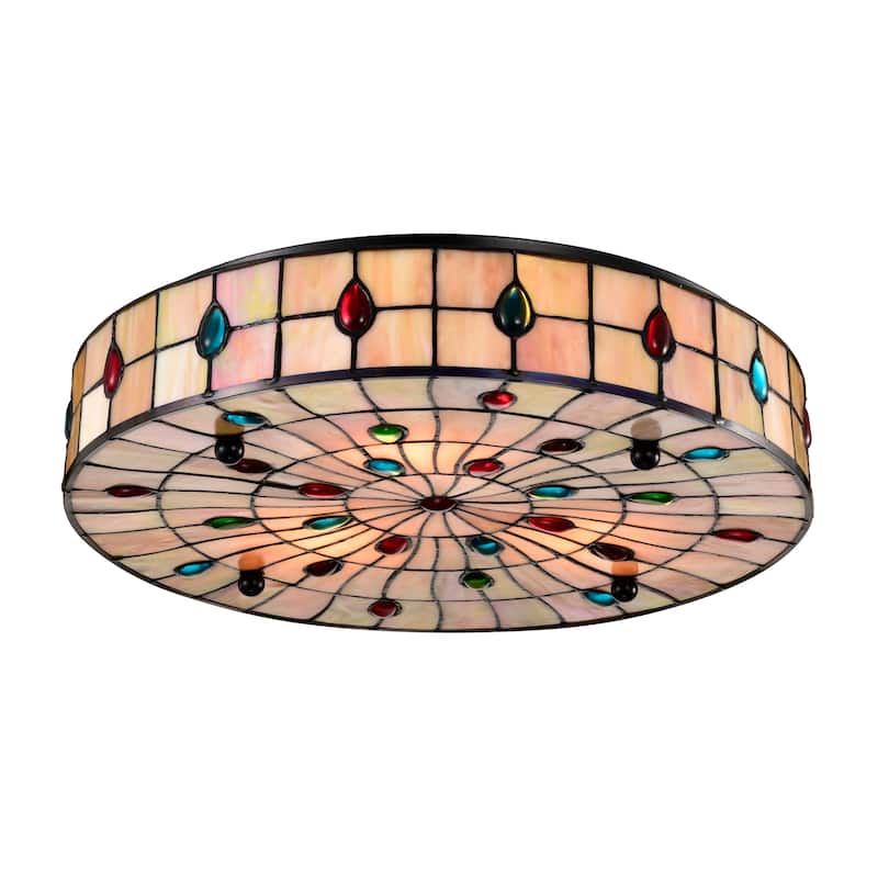 Brimsel Tiffany Style Stained Glass Flushmounted Ceiling Lamp