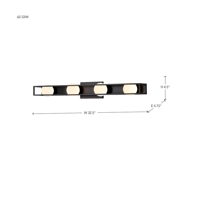 Jenkins 32 Inch 4 Light LED Vanity Matte Black with Frosted Glass