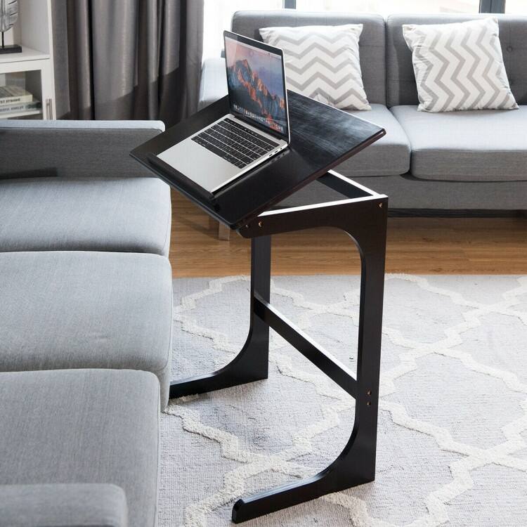 Wicker Side Table for Sofas with Adjustable Tilting Top - 23.5" x 16" x 27.5" (L x W x H)