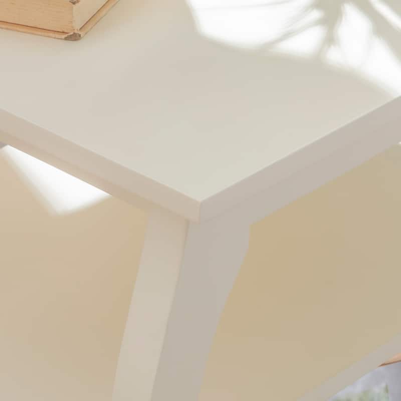 Ingrid Wood Farmhouse Side Table with 2 Shelves
