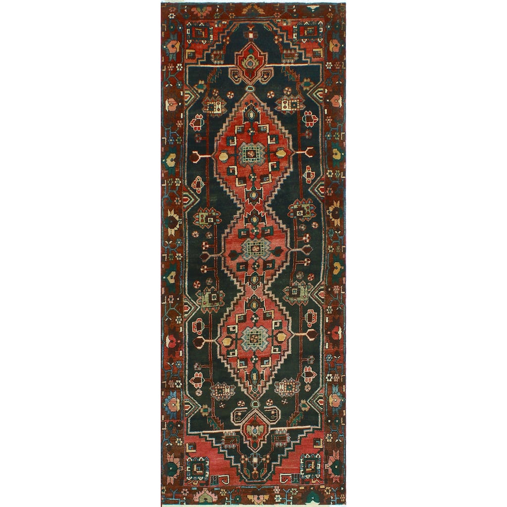 Fine Vintage Distressed Eylul Charcoal /Red Runner - 3'6" x 10'1"