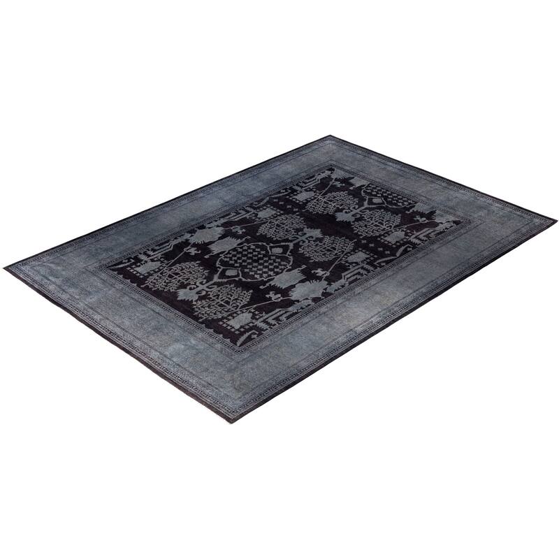 Overdyed One-of-a-Kind Hand-Knotted Area Rug - Black - 10' 5" x 14' 8"