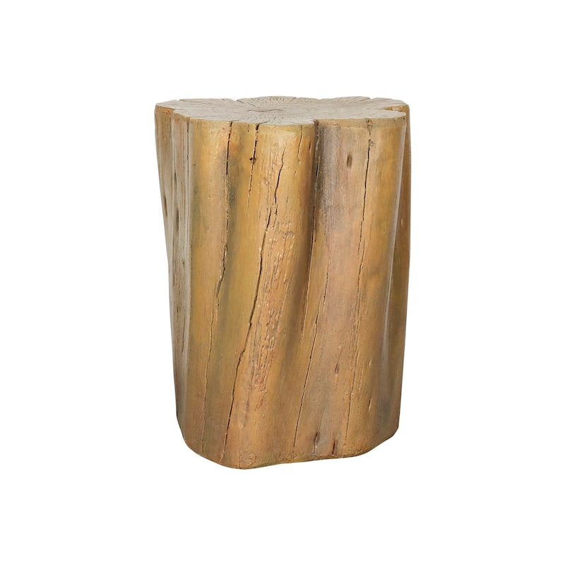 Outdoor End Table Faux Wood, 17.9in Wood Stump Stool, Deck or Garden