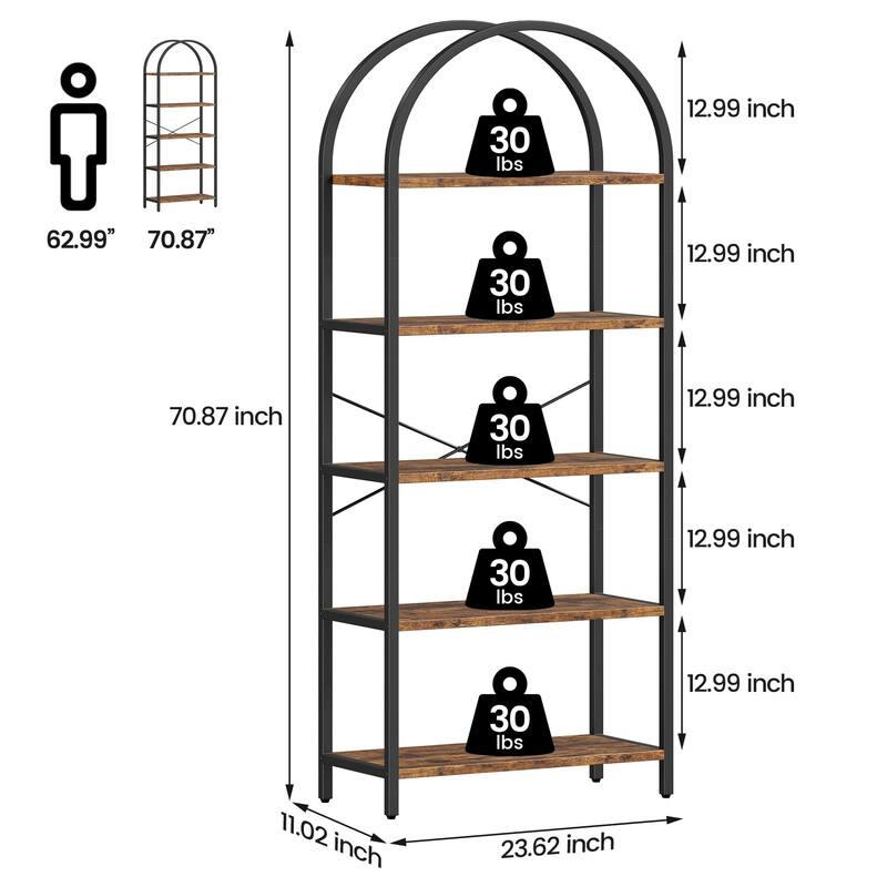 Bookshelf Tall Bookcase Arched Standing Bookshelves