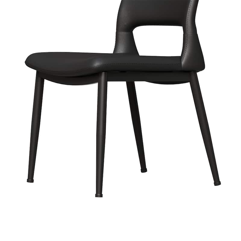 Modern PU leather Dining Chairs,Backrest Design,Metal Leg Support,2PCS