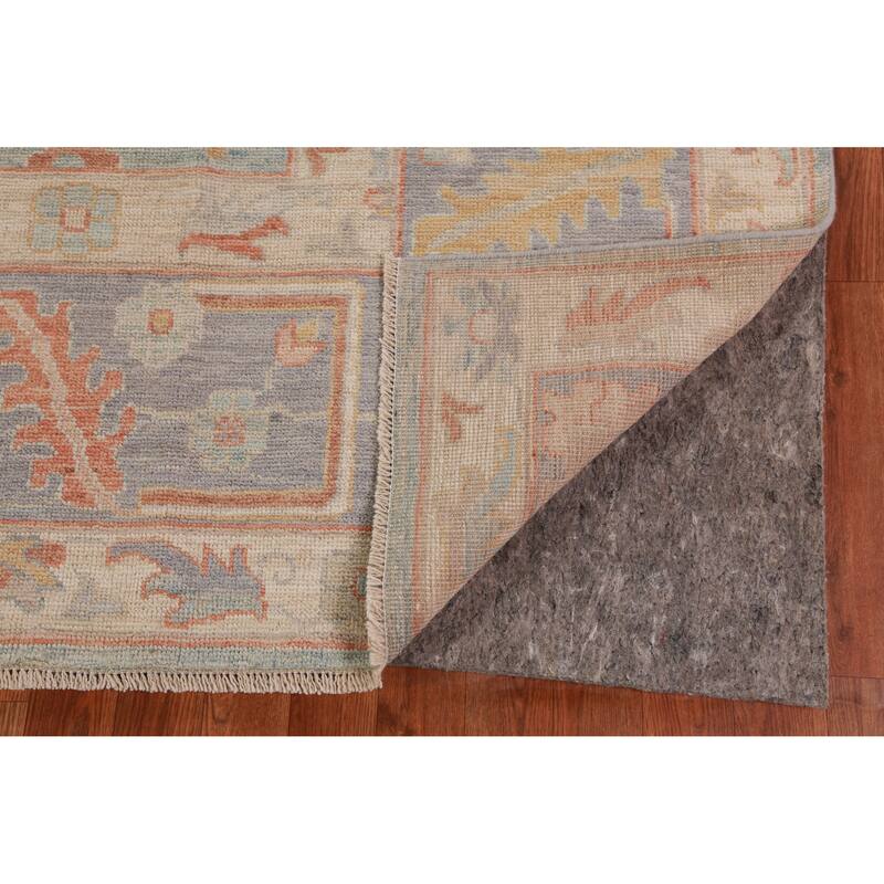 Hand Knotted Oriental 100% Wool Carpet Transitional All-Over Navy Blue & Blues Oushak Area Rug - 12' 2'' X 9' 4''