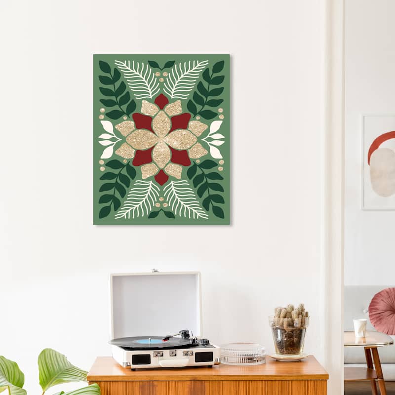 Wynwood Studio Canvas Holiday and Seasonal Gift Card Floral Gold Glam Wall Art Canvas Print - 20 x 24