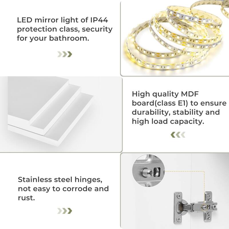 Lighted Medicine Cabinet Bathroom Wall Mounted Storage Doors
