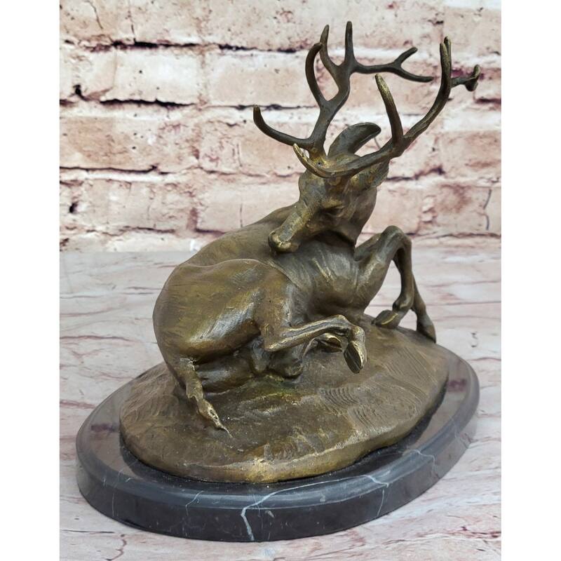Trophy Bronze Antelope Buck Sculpture Statue Marble Base Figure Figurine Hotcast