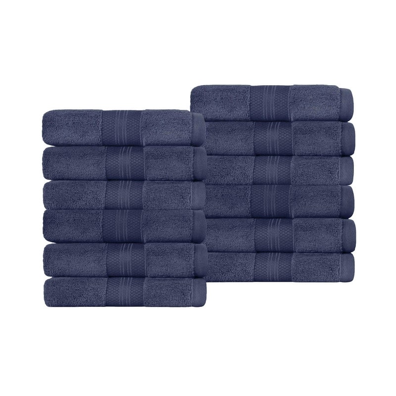 Superior Turkish Cotton Solid Heavyweight Face Towel Set of 12
