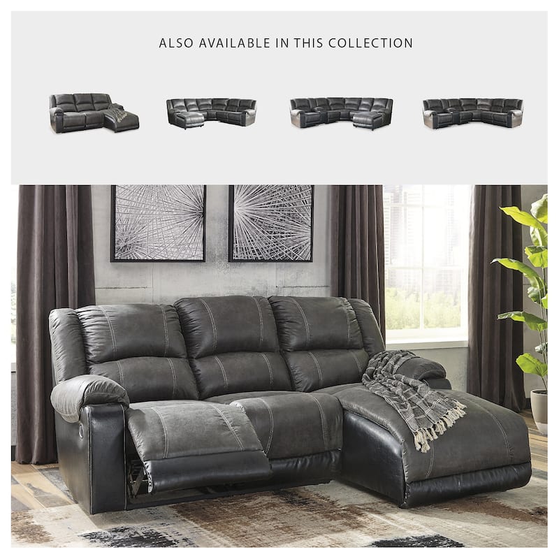 Signature Design by Ashley Nantahala Gray 3-Piece Reclining Sectional with Chaise - 88"W x 63"D x 40"H