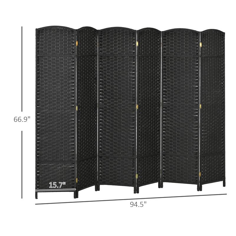 HOMCOM Room Divider, 6 Panel Folding Privacy Screen, 5.6' Tall Freestanding Wall Partition