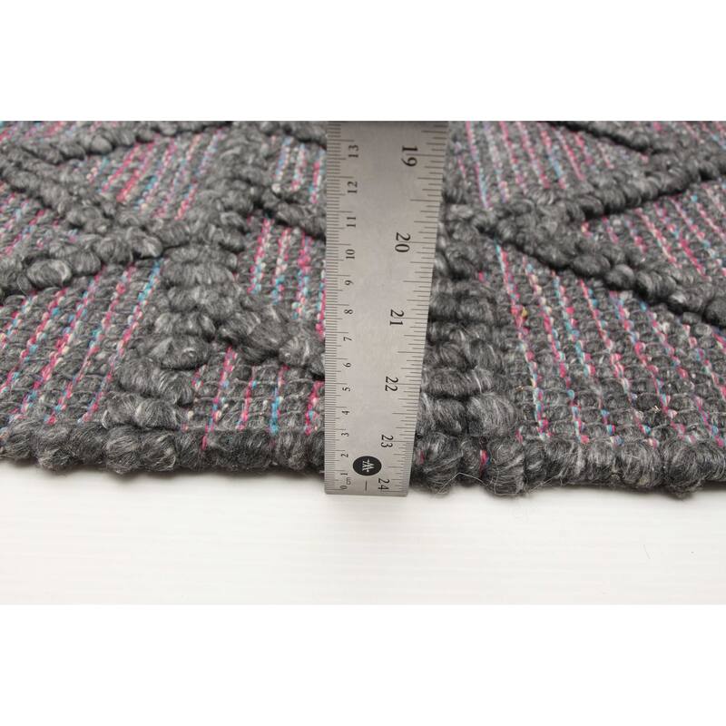 ECARPETGALLERY Braid weave Sienna Grey Wool Rug - 5'0 x 8'2