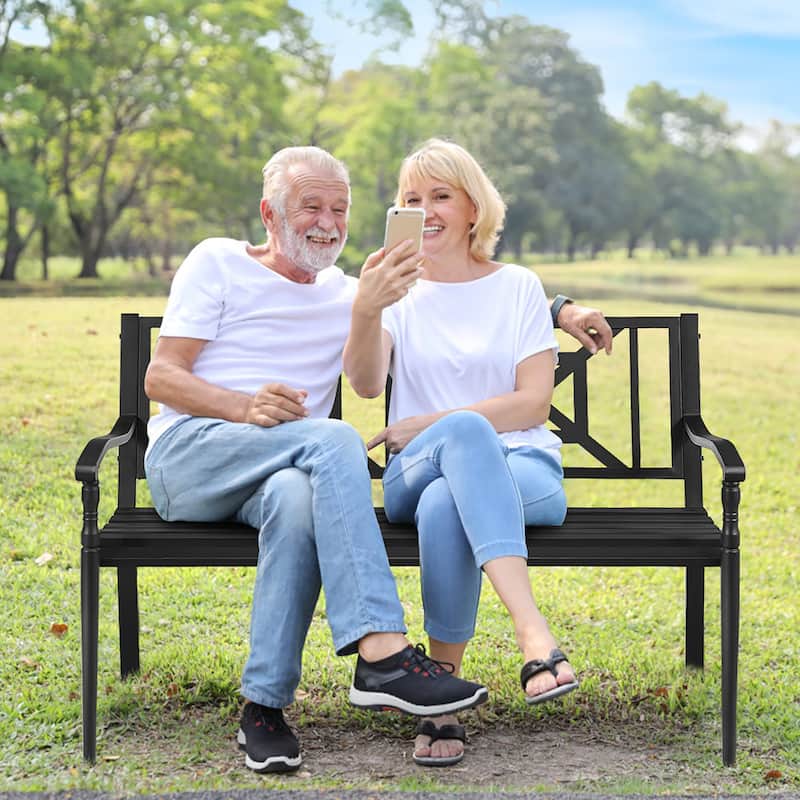 Patio Garden Bench Elegant Loveseat Park Yard Furniture
