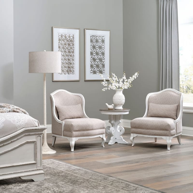 Magnolia Manor Antique White Upholstered Accent Chair