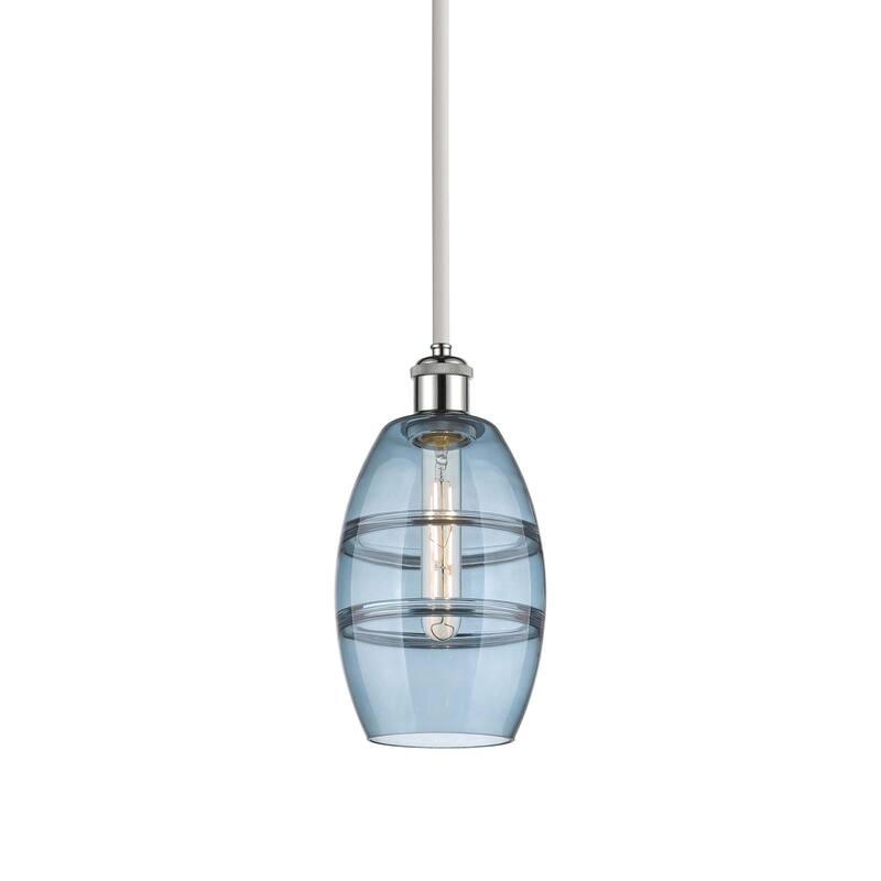 Innovations Lighting 516-1S-9-6 Vaz Pendant Vaz 6" Wide Mini Pendant - White Polished Chrome / Princess Blue
