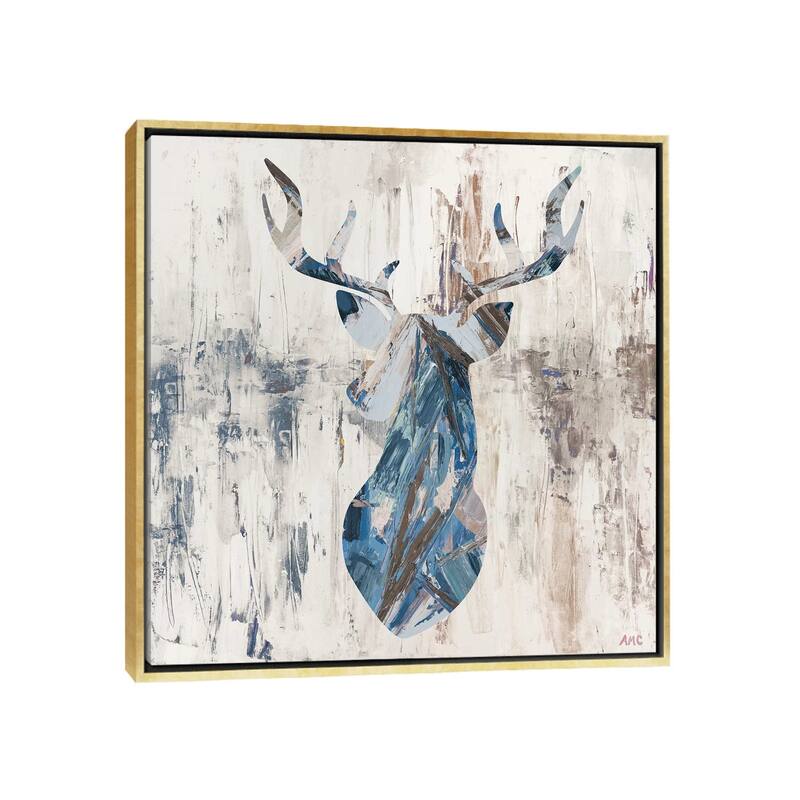 iCanvas "Blue Rhizome Deer Bust" by Ann Marie Coolick Framed Canvas Print - Gold - 26x26