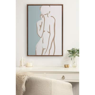 Kate and Laurel Tan and Teal Art Frame Canvas by Creative Bunch Studio