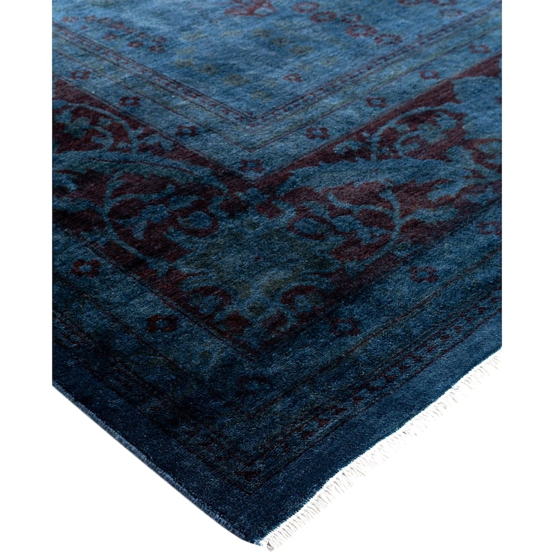 Overdyed One-of-a-Kind Hand-Knotted Area Rug - Blue - 9' 0" x 12' 1"