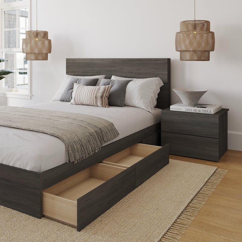 Milo 3-Piece Reversible Storage Bedroom Set - Bark Grey - Full