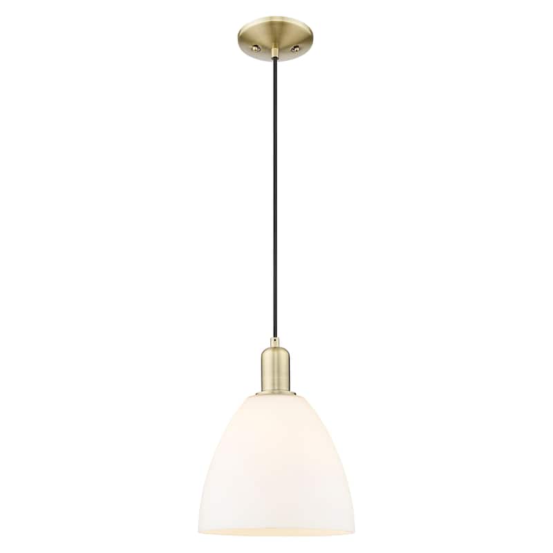 Innovations Lighting Endless Possibilities Arcadia - Bristol - 1 Light 9" Cord Hung Mini Pendant - Antique Brass/Matte White