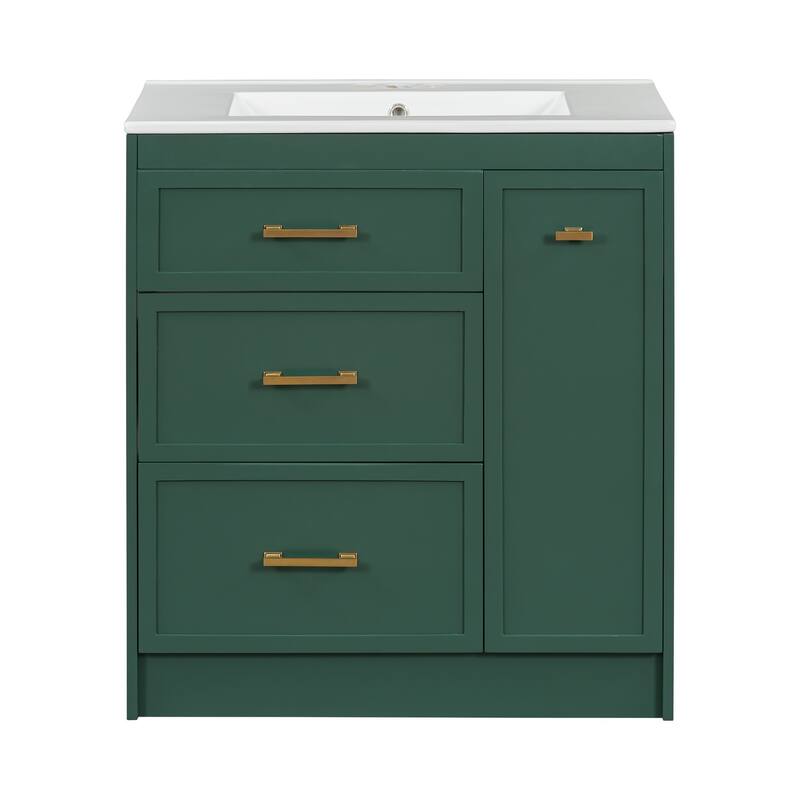 30" Bathroom Vanity Set with Three Drawers - Green