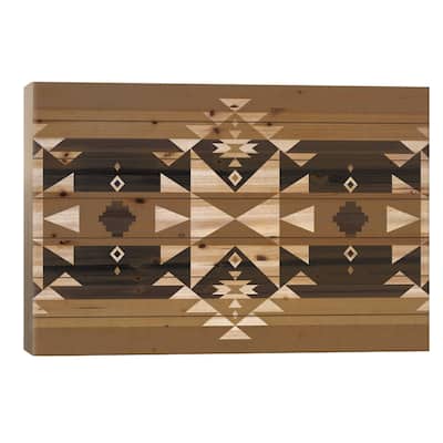 Sandy Black Tribal Pattern Print On Wood by 5by5collective - Multi-Color