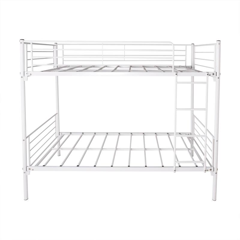 Twin-Over-Twin Bunk Bed with Metal Frame and Ladder, Space-Saving Design, No Box Spring Needed Easy Assembly White