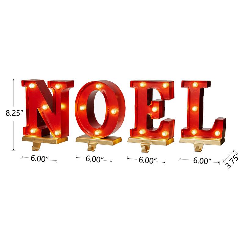 Glitzhome 6-7" H Heavy Duty Christmas NOEL Stocking Holders Mantel Ornament