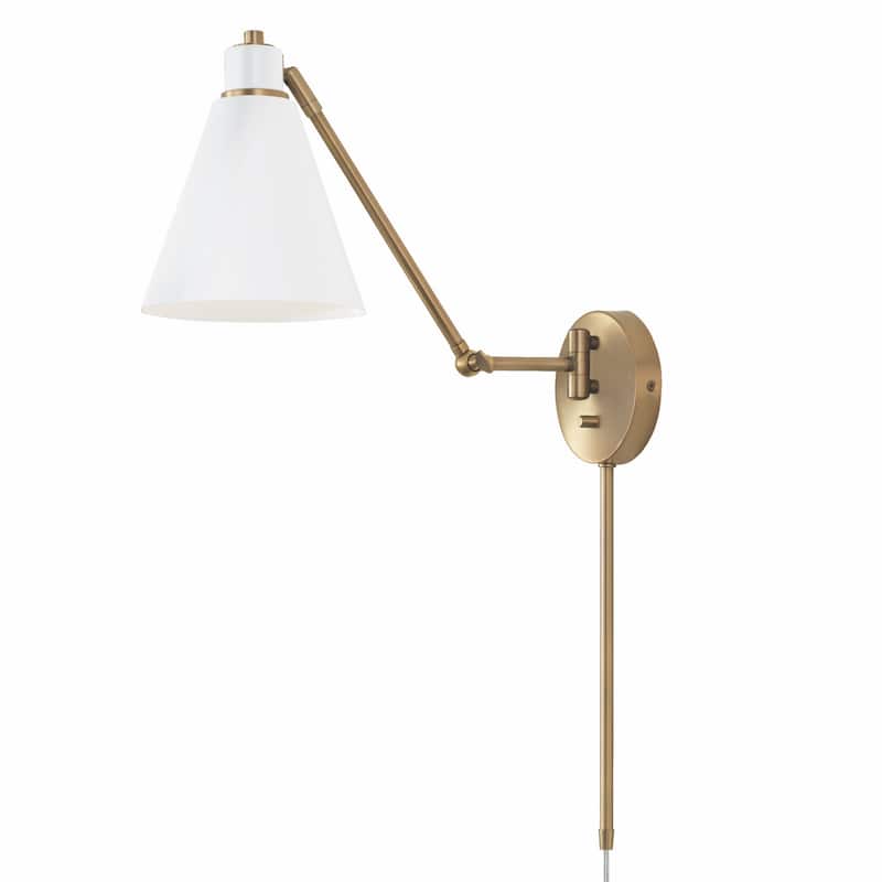 Bradley 1-light Wall Sconce - Aged Brass & White