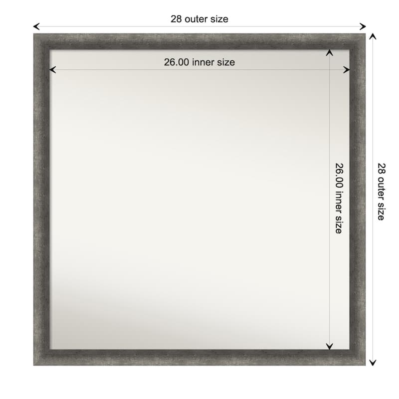 Burnished Concrete Narrow Non-Beveled Wood Framed Wall Mirror - Burnished Concrete Narrow - Glass Size 26x26