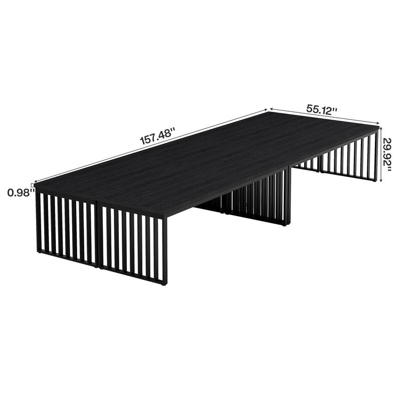 Small Conference Room Table for 4, Industiral Long Meeting Table - 2-pieces