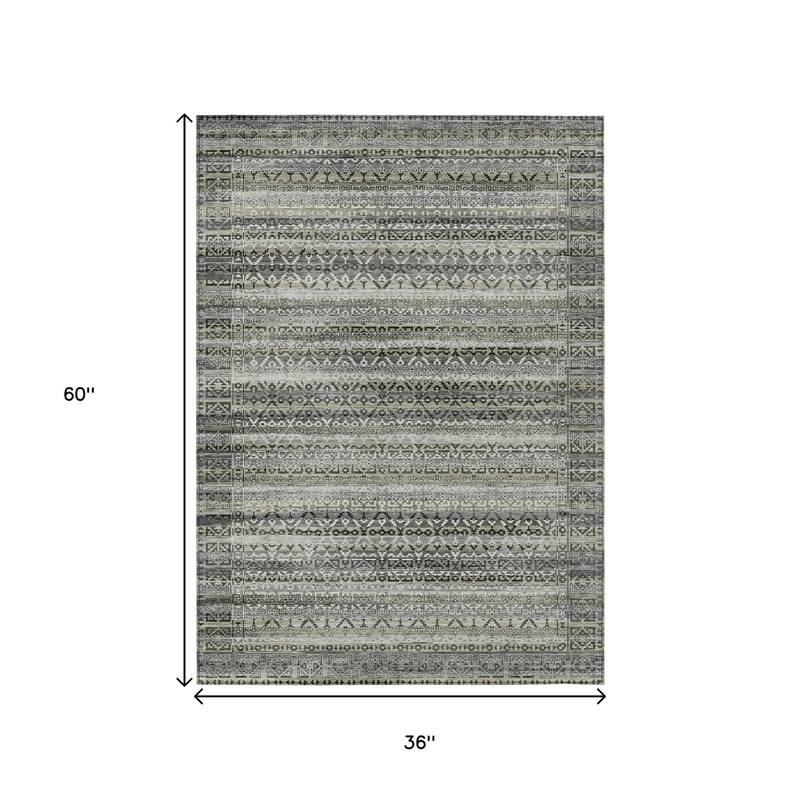 HomeRoots Striped Transitional Rectangle Outdoor Rug