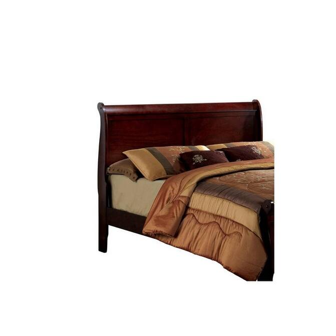 Twin Size Sleigh Bed in Cherry Finish, Solid Wood Construction, Transitional Style