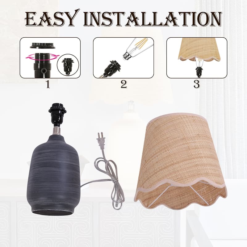 18.9" Ceramic LED Table Lamp, Living Room Lamps For End Tables