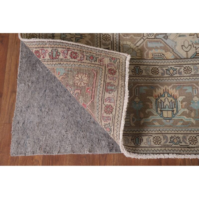 Hand Knotted Oriental 100% Wool Carpet Traditional Floral Oranges & Rust Tabriz Area Rug - 11' 1'' X 8' 3''