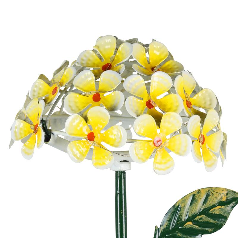 Exhart Solar Metal Hydrangea Garden Stake with Twenty Six LED lights, 7 by 21 Inches