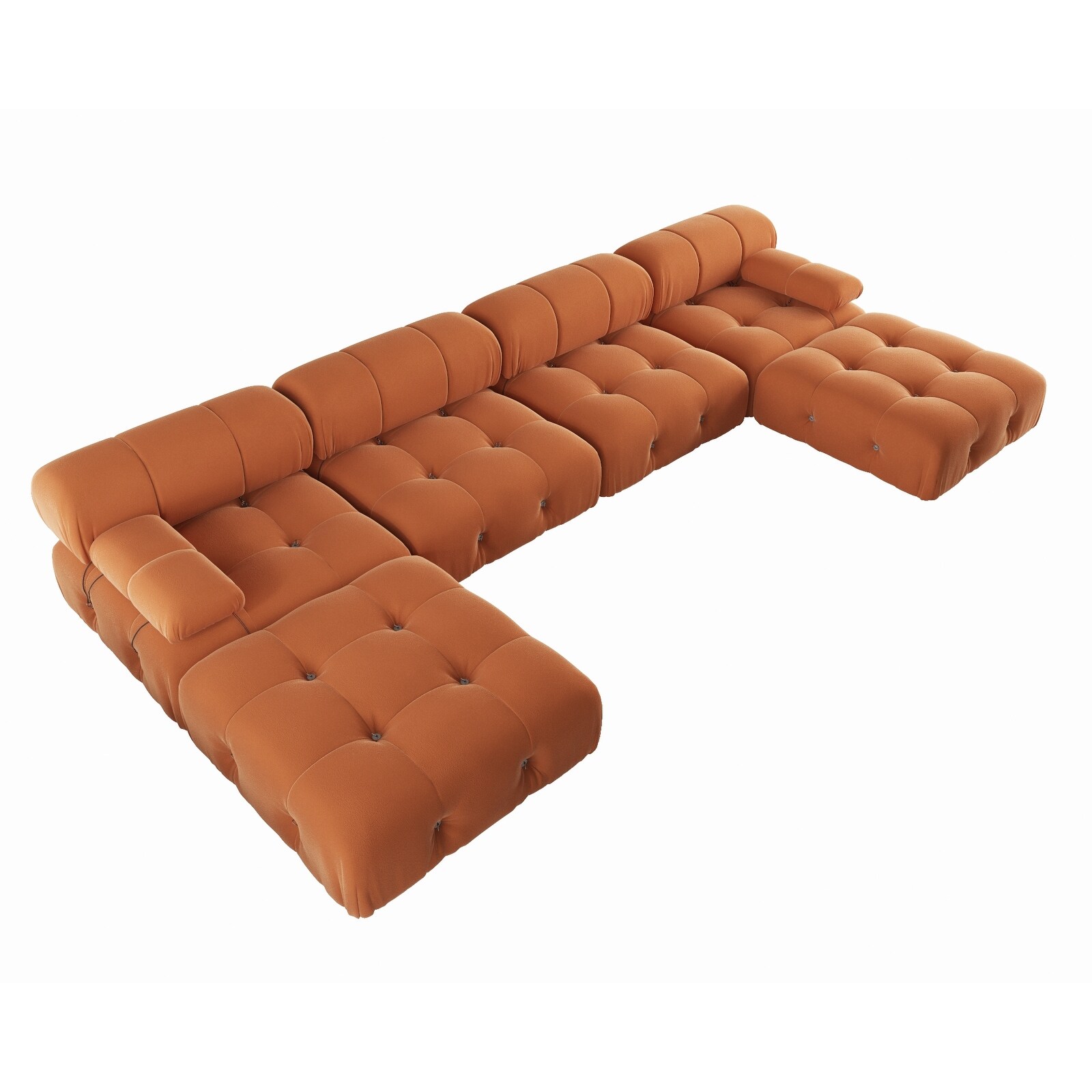 138" Convertible Modular Sectional Sofa, U-Shaped Minimalist Velvet Sofas Couches