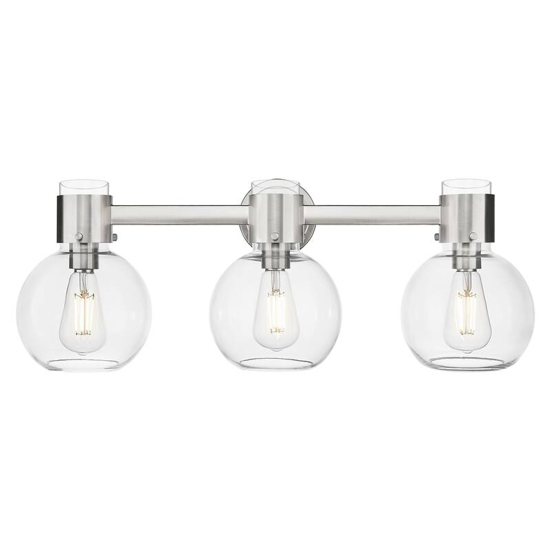 Innovations Lighting Downtown Urban - Lawton Sphere - 3 Light 24" Wall-Mounted Bath Vanity Light - Satin Nickel, Clear