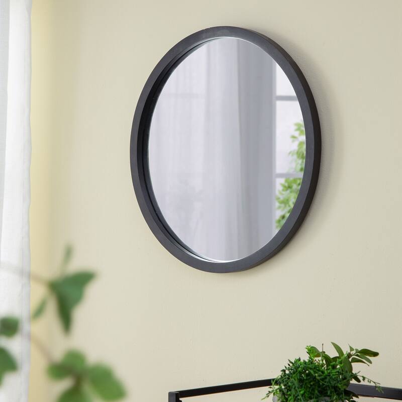 20" x 20" Circle Wall Mirror with Wooden Frame