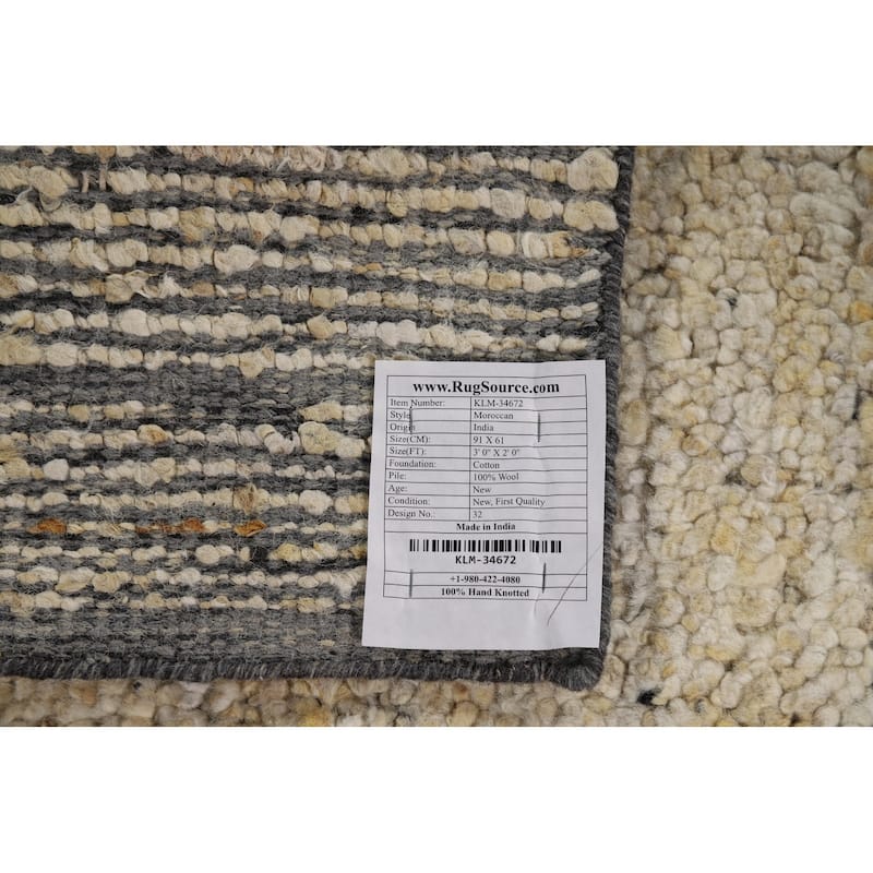 Abstract Moroccan Oriental Accent Rug Handmade Wool Carpet - 2'0"x 3'0"