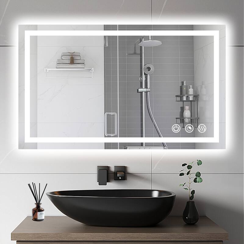 LED Bathroom mirror with Light,Dimmable 3 Colors Temperature Anti-fog Wall Mounted LED Bathroom Mirror(Frontlit & Backlit)